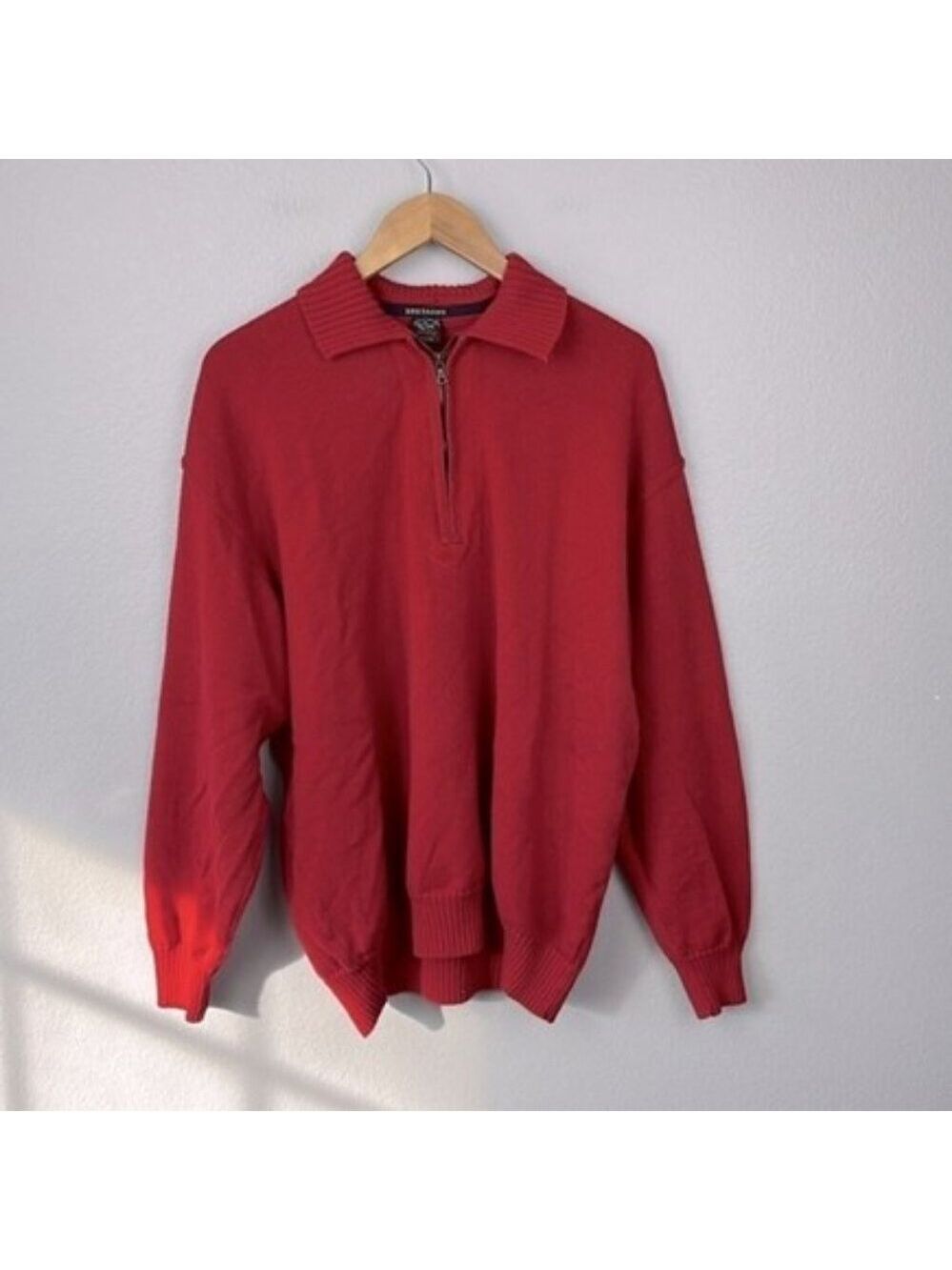 Paul & Shark Bretagne Virgin Wool Quarter Zip Sweater Shark Patch Italy Red 2XL